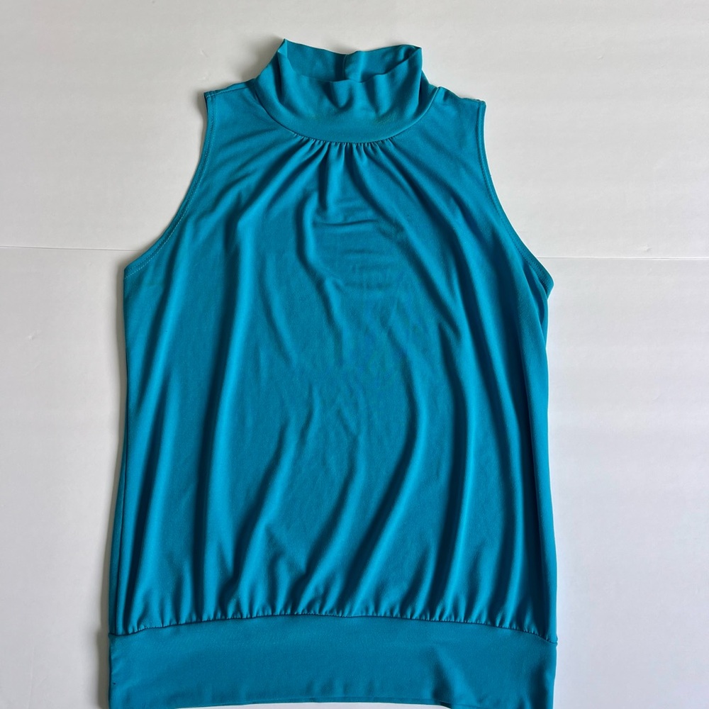 Sleeveless Turquoise /Teal Mock Neck Tank Top